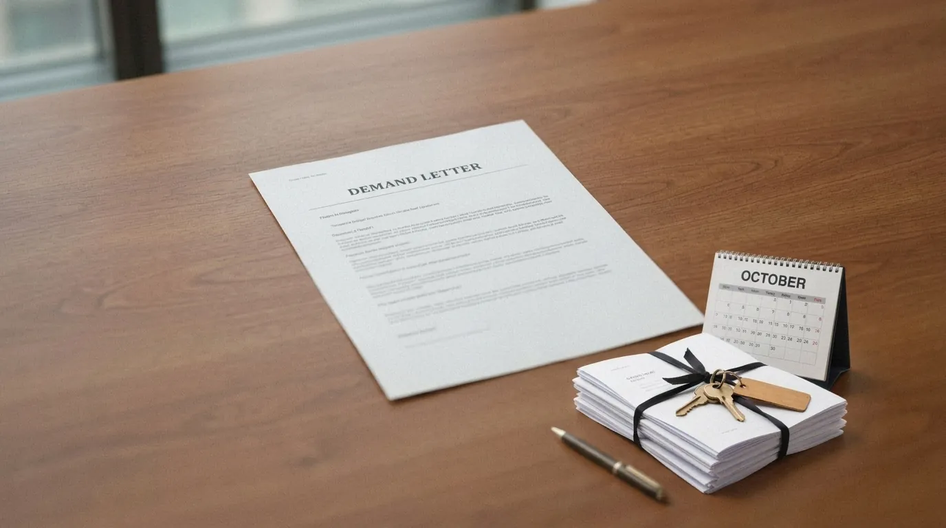 A mortgage demand letter lying on a desk, the first formal step before foreclosure in Cochrane