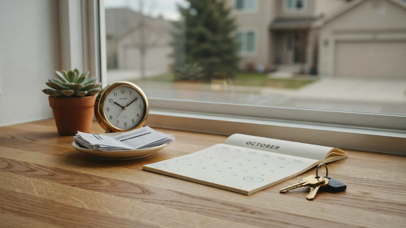 House keys and a calendar marking the redemption period set by an Order Nisi in Cochrane