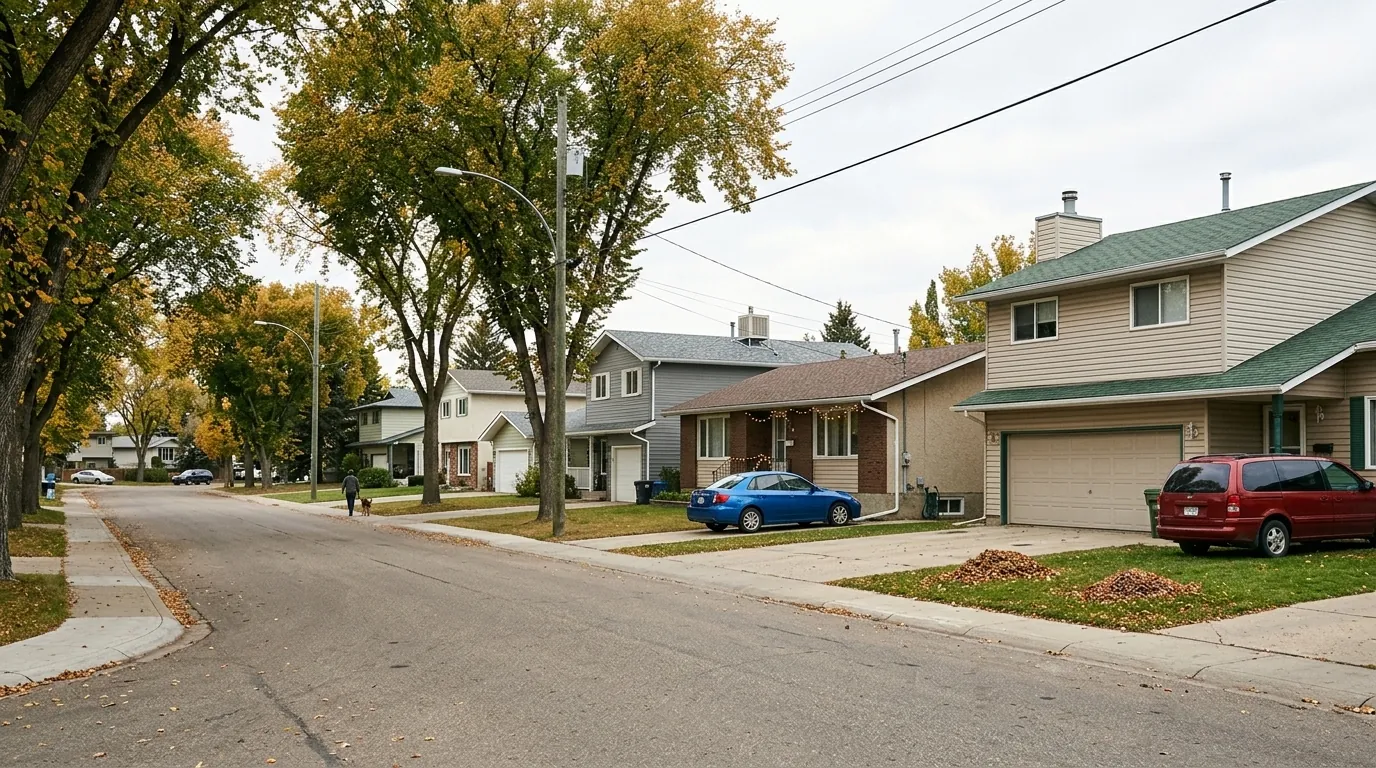 An ordinary residential street of Cochrane homes, where a foreclosure can reach any stage of the process